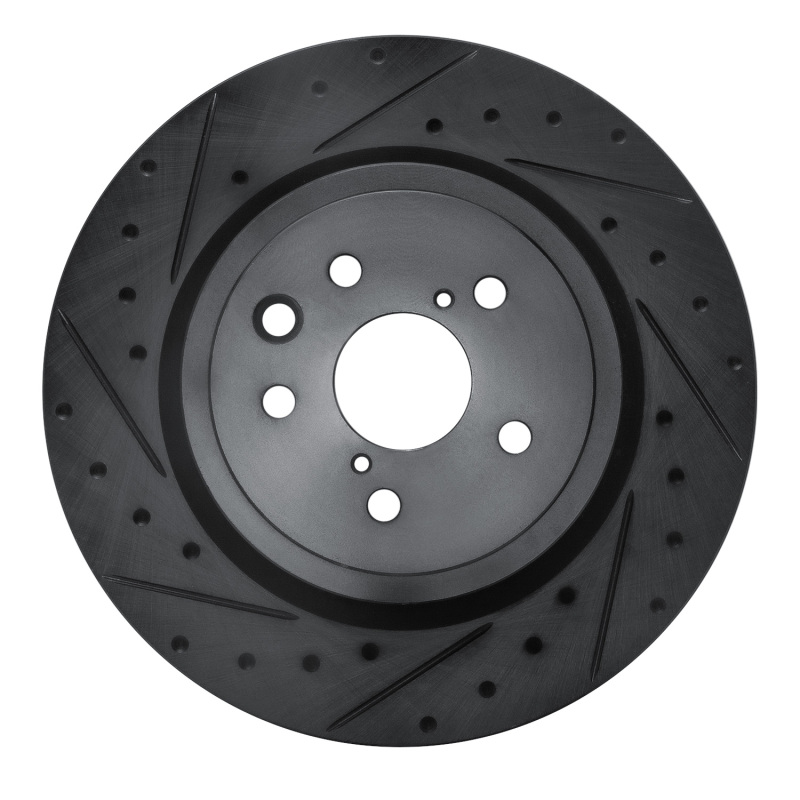 Lexus GS F Brake Rotor (1) - Rear - R1 Concepts - Drilled & Slotted - Black - `15-`22